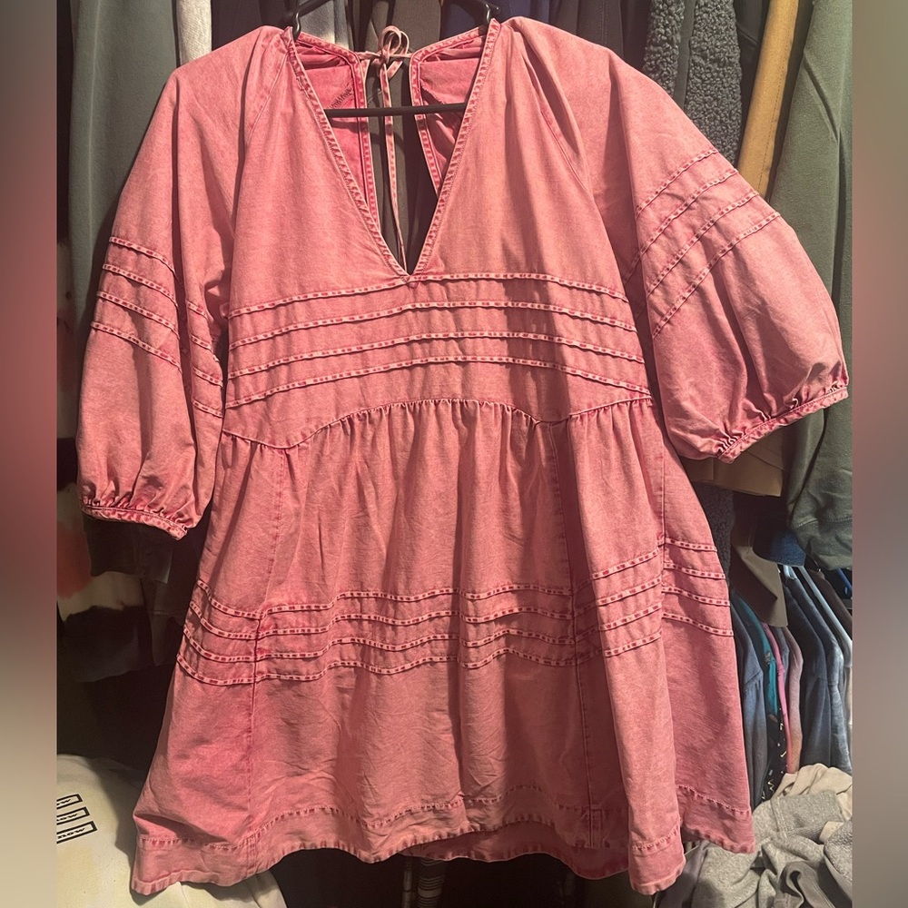 Free people Sweet Surrender Denim mini dress in pink